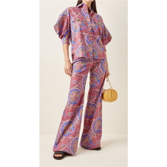 Alexis Pants - Alexis Berry Paisley Berwyn Button Down Puff Sleeve Shirt + Salima Pant FULL SET